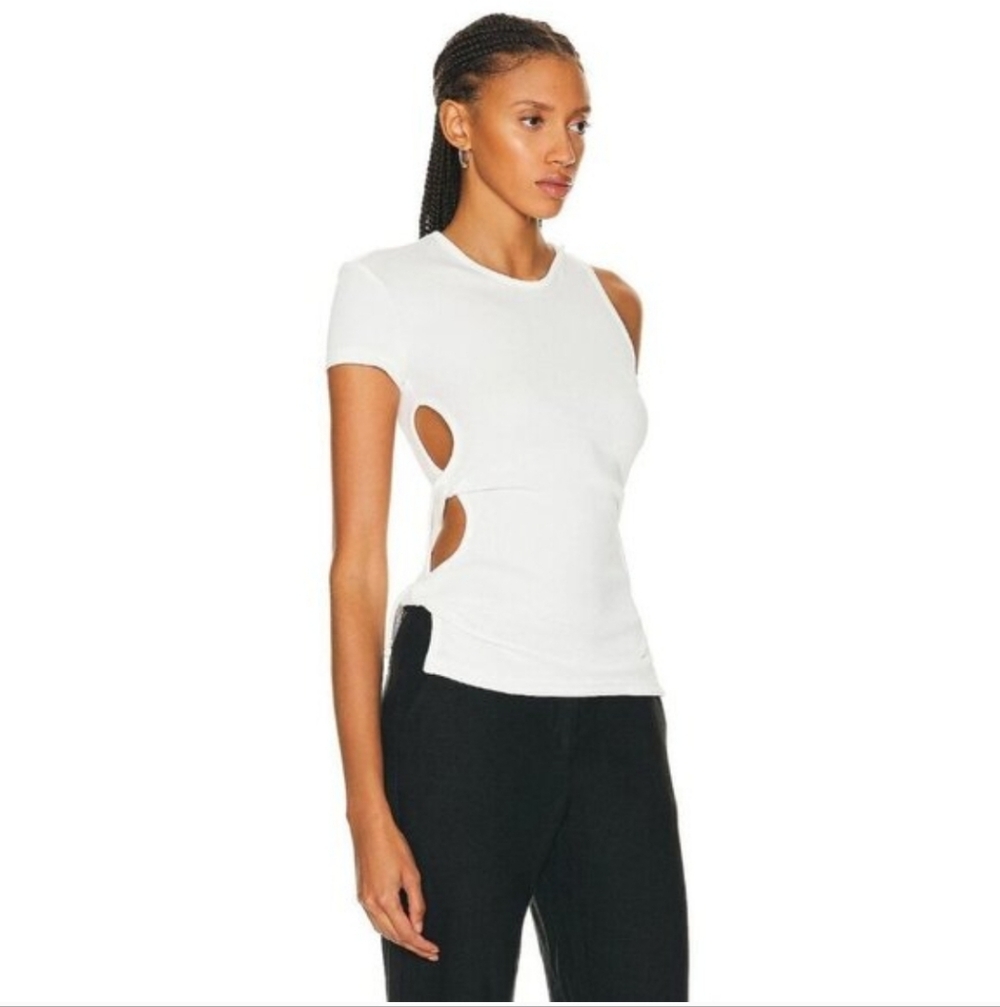 NWT Christopher Esber Open Twist Side Tee White Size 10